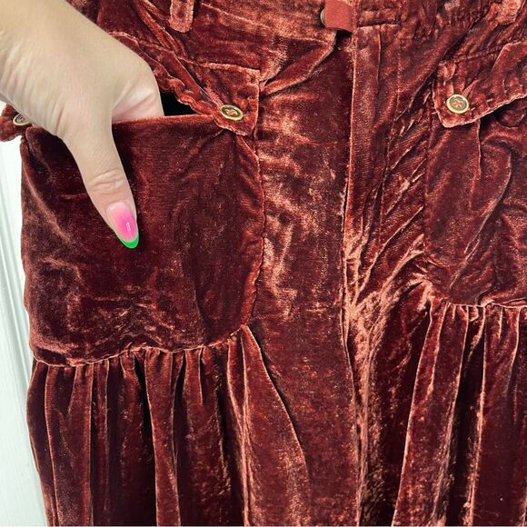 NEW Free People Lotus Velvet Pant in Garnet - Picture 9 of 16